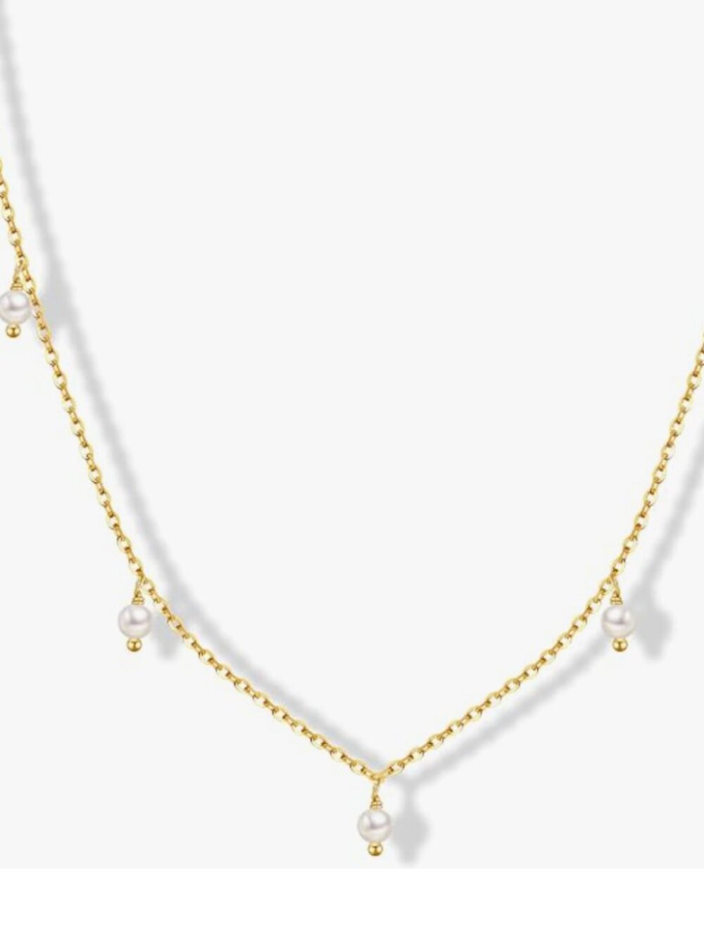 Sealoy Dainty Gold Freshwater Pearl Dangle Drop Necklace